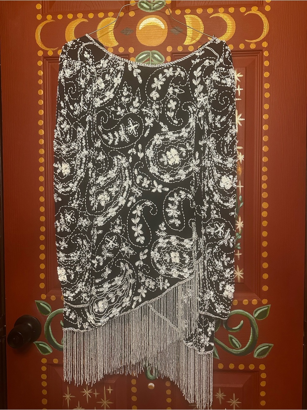 90s Moonlit Vine Beaded Evening Top w/ Fringe ⭐️ Wedding ☁️ Party ✨ Formal